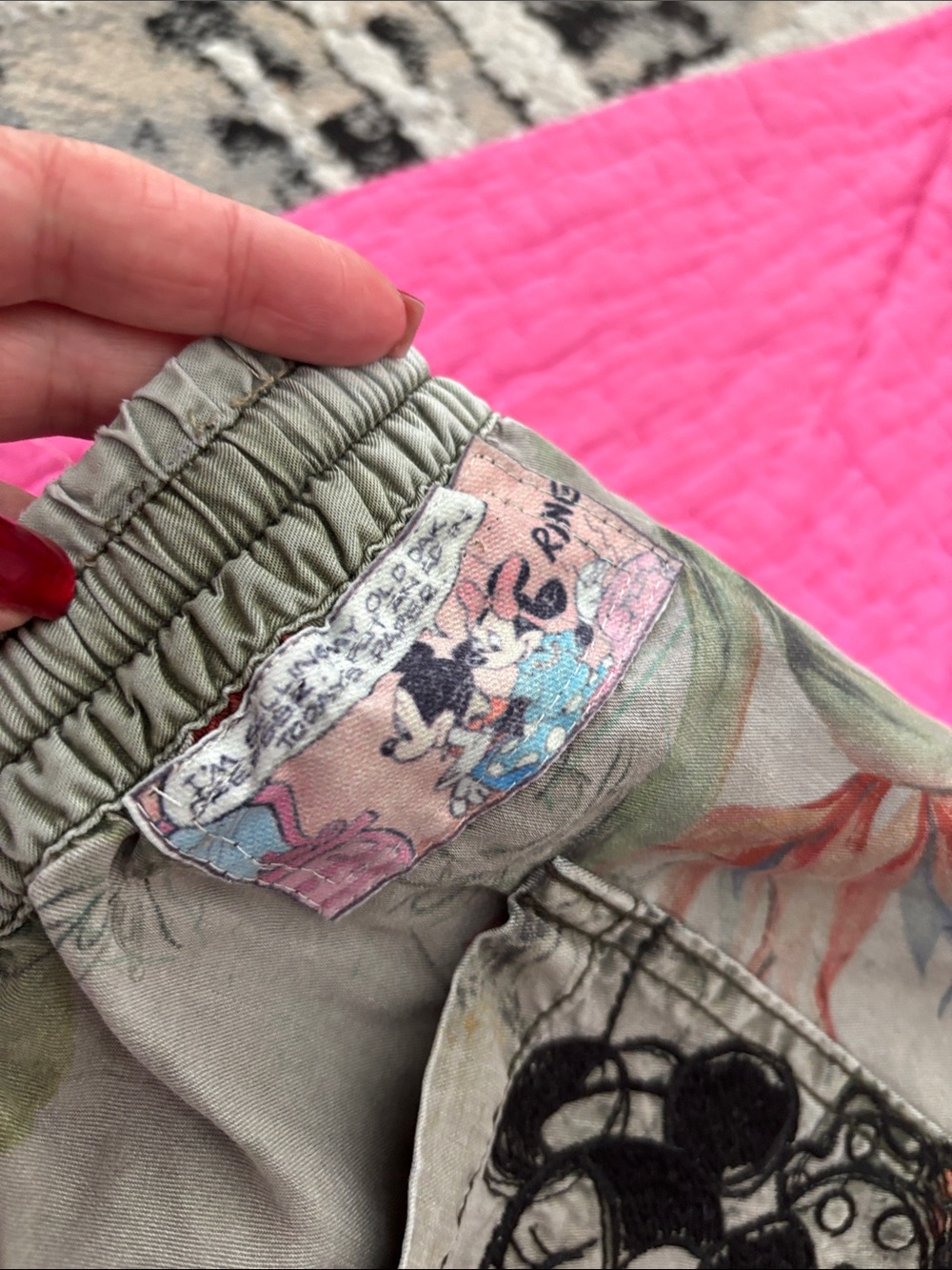 Desigual Olive Green Floral Drawstring Chinos, S - Picture 8 of 9